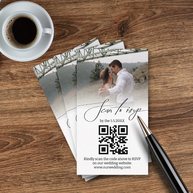 modern minimalist rsvp qr code wedding photo enclosure card (Creator Uploaded)