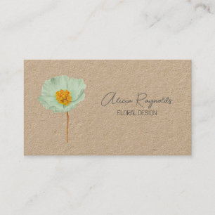 Modern minimalist rustic Kraft floral poppy Business Card