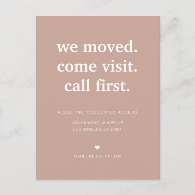 Modern Minimalist Rustic Plain We've Moved Moving Announcement Postcard (Front)