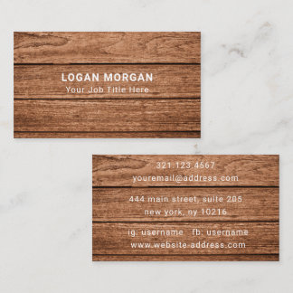 Modern Minimalist Rustic Wood Plank Texture Business Card