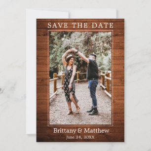 Modern Minimalist Rustic Wood Save The Date