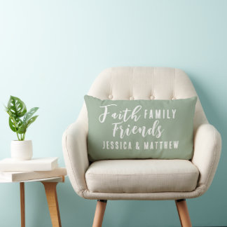 Modern Minimalist Sage Couples Custom Lumbar Cushion