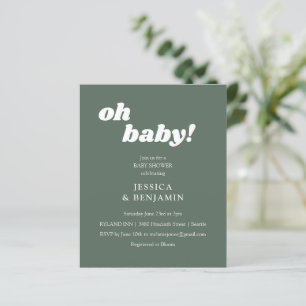 Modern Minimalist Sage Green Baby Shower Invite