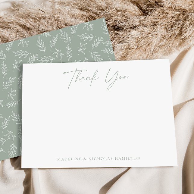 Modern Minimalist Sage Green Botanical Thank You Card (Creator Uploaded)