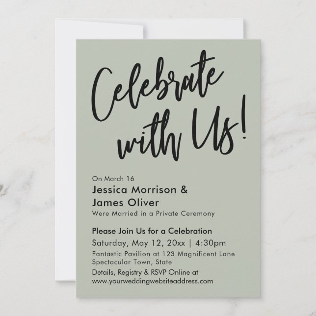 Modern Minimalist Sage Green Celebrate with Us! Invitation (Front)