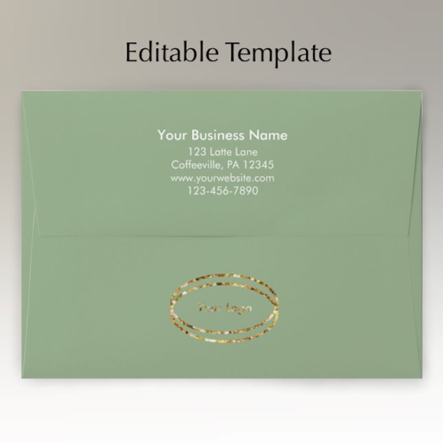 Modern Minimalist Sage Green Custom Business Logo Envelope (Customize this modern sage green envelope with your return address and business logo. 
)
