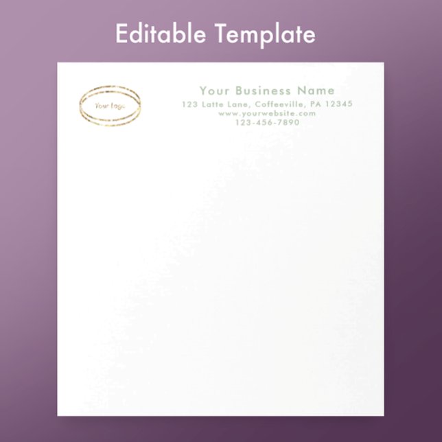 Modern Minimalist Sage Green Custom Business Logo Notepad (Personalize this modern sage green notepad. Minimalist custom script and business logo template.
)