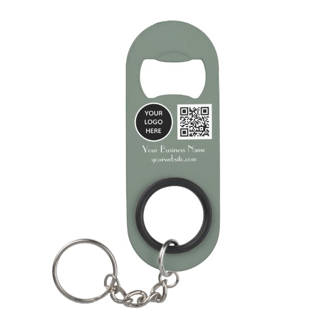 Modern Minimalist Sage Green Custom logo QR Code (Front)
