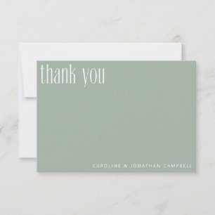 Modern Minimalist Sage Green Custom Wedding Thank You Card