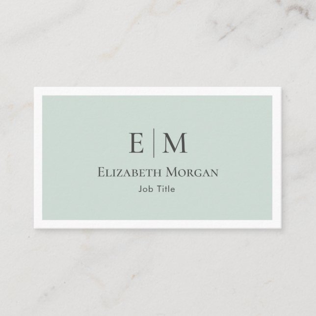 Modern Minimalist Sage Green Grey Simple Business Card (Front)