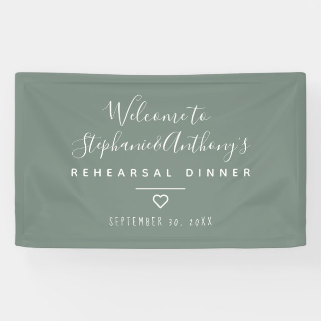 Modern Minimalist Sage Green Heart Rehearsal   Banner (Horizontal)