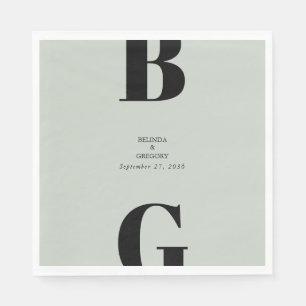 Modern Minimalist Sage Green Monogram Wedding  Napkin