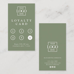 Modern Minimalist Sage Green Professional Reward Loyalty Card