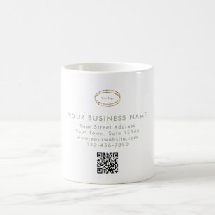 Modern Minimalist Sage Green QR Code Business Logo Coffee Mug