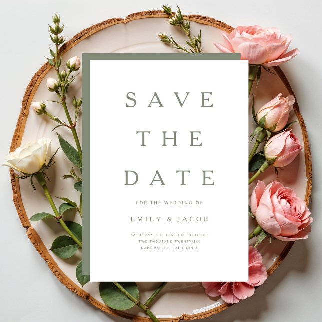 Modern Minimalist Sage Green Save The Date (Modern Minimalist Sage Green Save The Date)