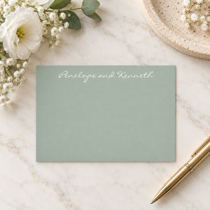 Modern Minimalist Sage Green Simple Cursive Thank You Card