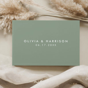 Modern Minimalist Sage Green Simple Wedding Guest Book
