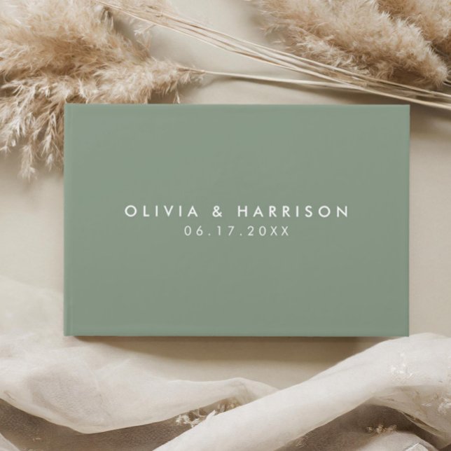 Modern Minimalist Sage Green Simple Wedding Guest Book (Creator Uploaded)