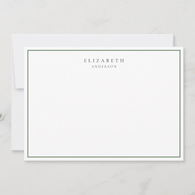 Modern Minimalist Sage Green Single Border     Card (Front)