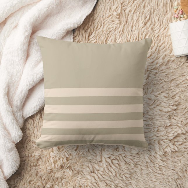 Modern Minimalist Sage Green Stripes Cushion (Blanket)