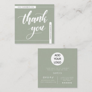 Modern Minimalist Sage Green Thank You Small Square Business Card