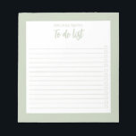 Modern Minimalist Sage Green To Do List Notepad<br><div class="desc">Modern Minimalist Sage Green To Do List Notepad. Create your own personalised checklist for daily tasks.</div>