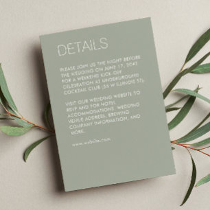 Modern Minimalist Sage Green Wedding Enclosure Card