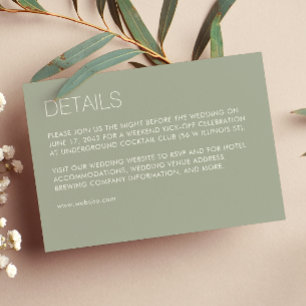 Modern Minimalist Sage Green Wedding Enclosure Card