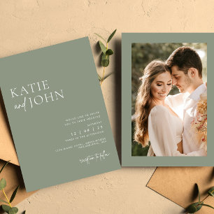 Modern Minimalist Sage Green Wedding Invitation