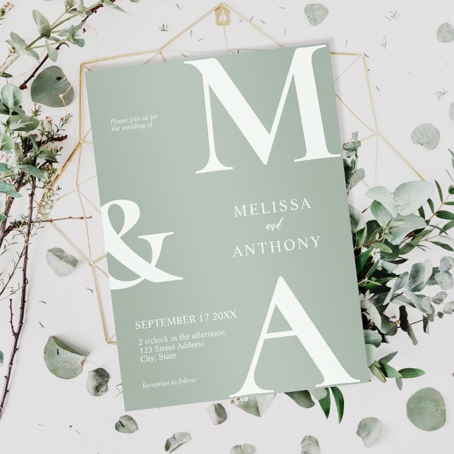 Modern Minimalist Sage Green Wedding Invitation (Modern Minimalist Sage Green Wedding)