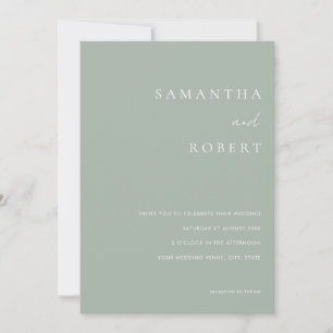 Modern Minimalist Sage Green Wedding Invitation