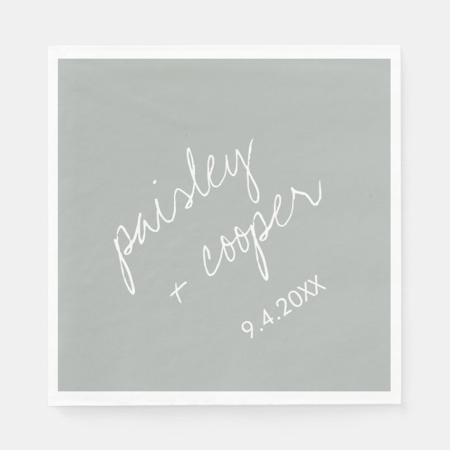 Modern Minimalist Sage Green Wedding  Napkins (Front)