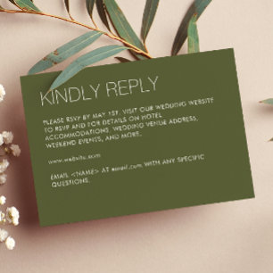 Modern Minimalist Sage Green Wedding RSVP Card