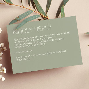 Modern Minimalist Sage Green Wedding RSVP Card