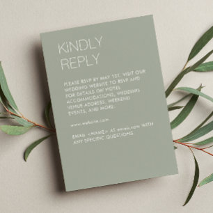 Modern Minimalist Sage Green Wedding RSVP Card