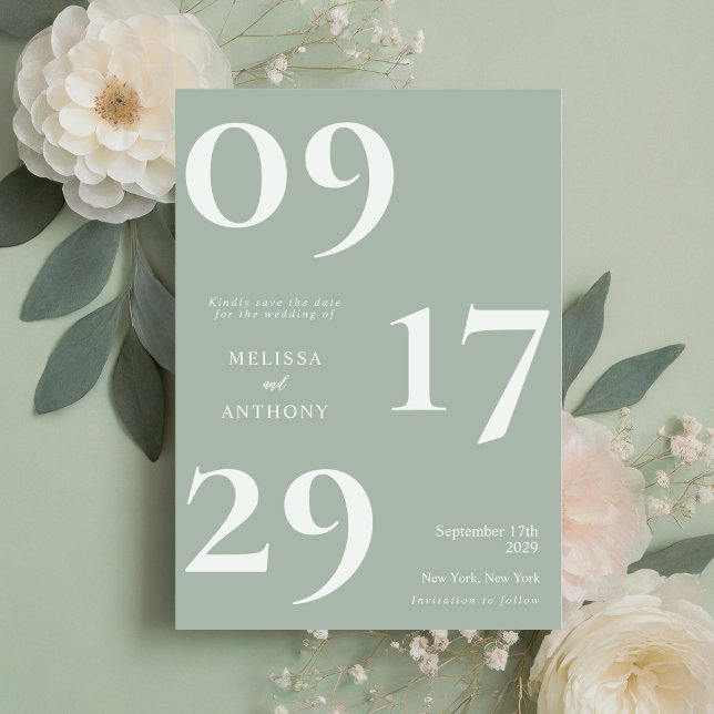 Modern Minimalist Sage Green Wedding Save The Date (Creator Uploaded)
