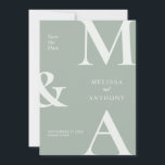 Modern Minimalist Sage Green Wedding Save the Date<br><div class="desc">Modern Minimalist Sage Green Wedding Save the Date Invitation. Features bold monogram typography and minimal graphic design. Personalise text with all of your details</div>