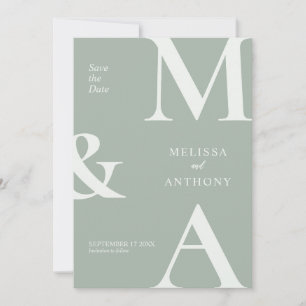Modern Minimalist Sage Green Wedding Save the Date