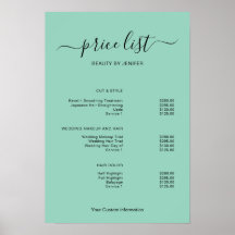 Modern Minimalist Salon Price List Sign for Beauty