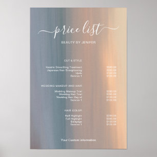 Modern Minimalist Salon Price List Sign for Beauty