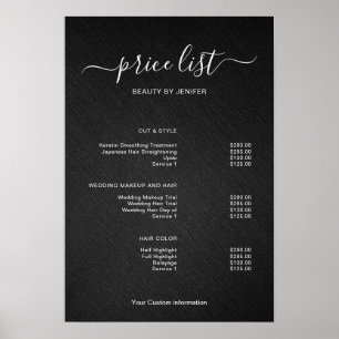 Modern Minimalist Salon Price List Sign for Beauty