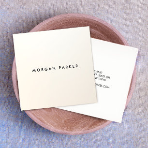 Modern Minimalist Satin Ivory White Square Business Card