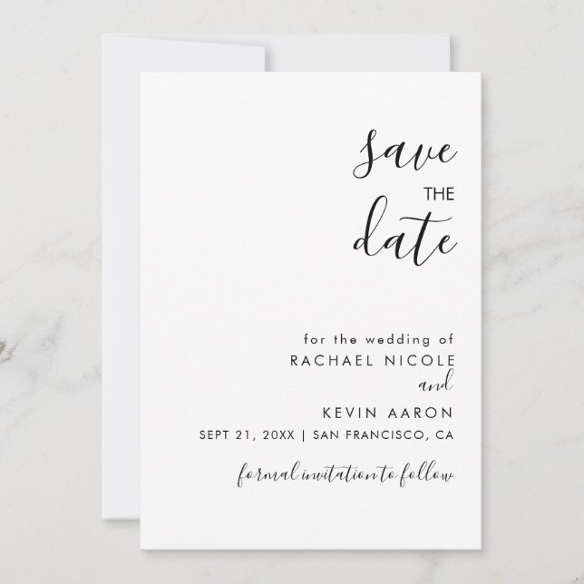 Modern Minimalist Save The Date Card (Front)