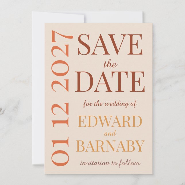 Modern Minimalist Save the Date Card with Oversize (Front)