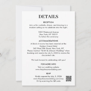 Modern Minimalist Save The Date Details Enclosure