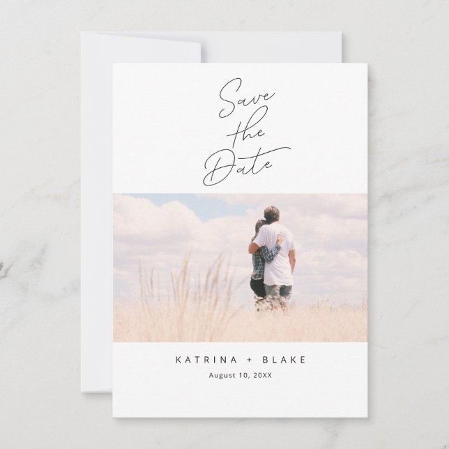 Modern Minimalist Save the Date Photo Card (Front)