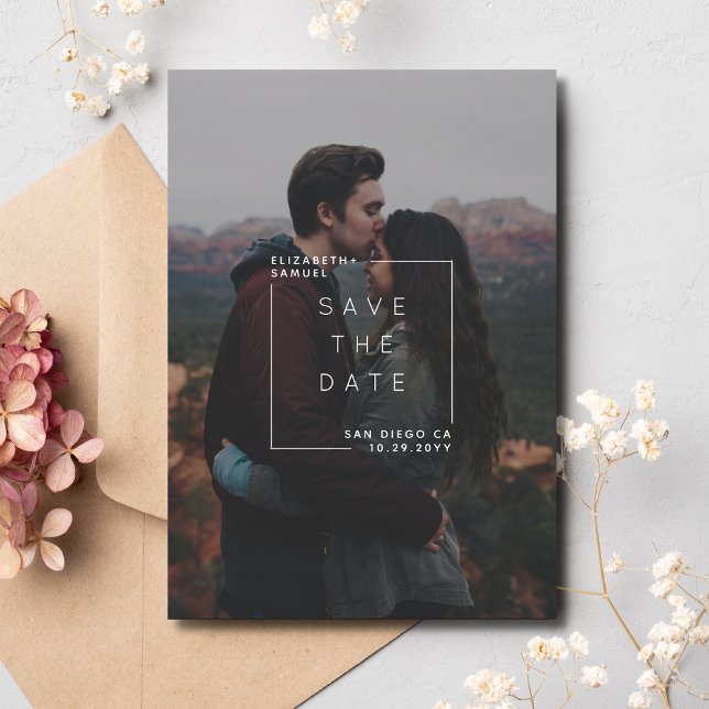 Modern Minimalist Save the Date Photo Card (Creator Uploaded)
