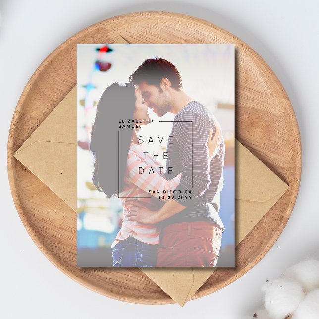 Modern Minimalist Save the Date Photo | White Thank You Card (Creator Uploaded)