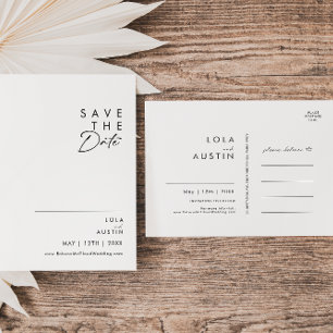Modern Minimalist Save The Date Postcard