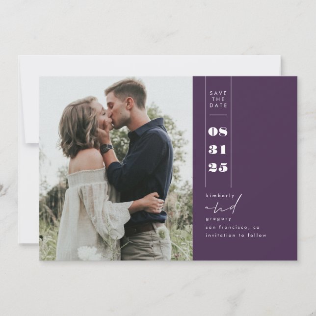 Modern Minimalist Save the Date Vertical Photo (Front)